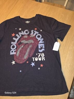Rolling Stones Womens Sz L  '78 Tour Graphic Tee Blingy New